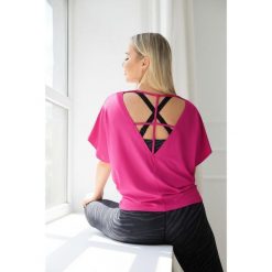 Bluzka damska luźna do tańca i fitness Salsa raspberry 2skin. Czerwone bluzki damskie 2SkIN, bez wzorów, bez kołnierzyka, bez ramiączek. Za 129.00 zł.