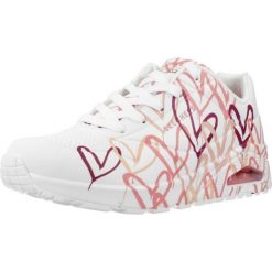 Buty do chodzenia damskie Skechers Uno Spread The Love. Białe obuwie sportowe damskie Skechers, bez wzorów, z materiału, trekkingowe, Skechers Sport. Za 417.00 zł.