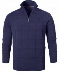 Elegancki Sweter Męski (Zamek) - Pako Jeans - Wysoki Dekolt, Granatowy. Niebieskie kardigany męskie Pako Jeans, l, bez wzorów, z bawełny, eleganckie. Za 195.00 zł.