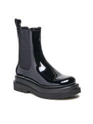 Jenny Fairy Botki WS9157-01 Czarny. Czarne botki damskie Jenny Fairy, ze skóry, bez obcasa, na płaskiej podeszwie, bez zapięcia. Za 107.98 zł.