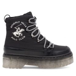Botki Beverly Hills Polo Club. Czarne botki damskie Beverly Hills Polo Club, bez obcasa, na płaskiej podeszwie, bez zapięcia. Za 149.99 zł.