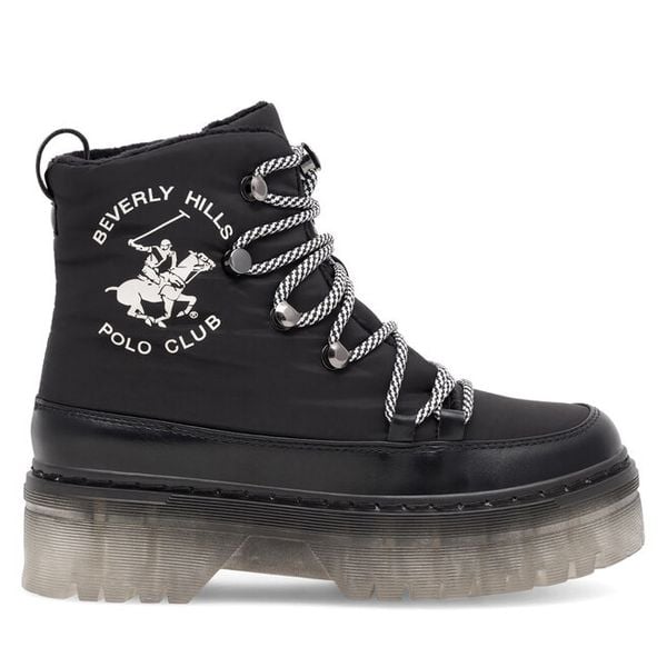 Botki Beverly Hills Polo Club. Czarne botki damskie Beverly Hills Polo Club, bez obcasa, na płaskiej podeszwie, bez zapięcia. Za 149.99 zł.