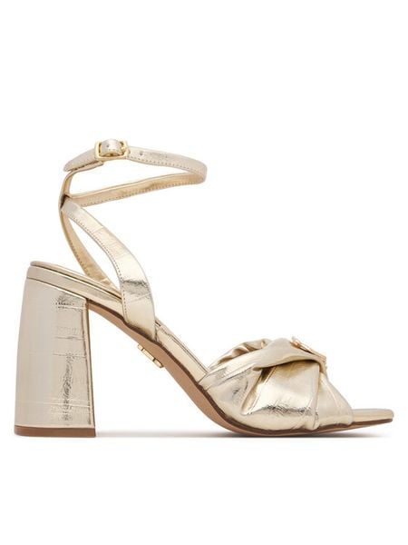 Steve Madden Sandały 11005662 Złoty. Żółte sandały damskie Steve Madden, bez wzorów, bez obcasa, na słupku, bez zapięcia. Za 519.99 zł.