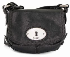 Skórzana torebka Fossil Maddox Small Flap czarna ze srebrnymi detalami. Czarne torebki do ręki damskie Fossil, bez wzorów, eleganckie, bez dodatków. Za 291.99 zł.