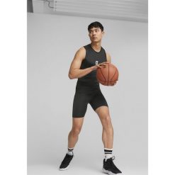 Męski top bez rękawów do koszykówki Hoops Team PUMA Black. Czarne koszulki sportowe męskie Puma, m, bez wzorów, bez kołnierzyka, bez ramiączek, do koszykówki. Za 169.00 zł.
