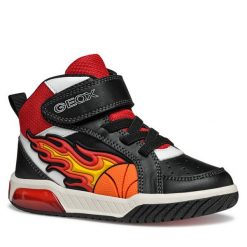 Sneakersy Geox. Czarne trampki i tenisówki chłopięce Geox, bez wzorów, bez zapięcia. Za 219.99 zł.