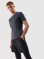 4F Spodenki treningowe z materiału z recyklingu męskie - czarne S. Czarne krótkie spodenki sportowe męskie 4f, l, bez wzorów, z dzianiny, na fitness i siłownię. W wyprzedaży za 49.99 zł.