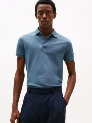 Tommy Hilfiger koszulka polo Mężczyźni Bawełna niebieski, XL. Niebieskie koszulki polo męskie Tommy Hilfiger, m, bez wzorów, z bawełny, sportowe, bez ramiączek. Za 279.95 zł.