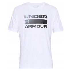 Męska Koszulka Z Napisem Team Issue. Białe koszulki sportowe męskie Under Armour, m, bez wzorów, bez kołnierzyka, bez ramiączek, trekkingowe. Za 148.99 zł.
