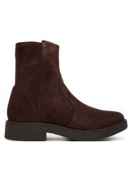 Clarks Botki Nella Bay 26327194 Brązowy ciemny. Brązowe botki damskie Clarks, ze skóry, bez obcasa, na płaskiej podeszwie, bez zapięcia. Za 479.99 zł.