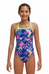 Funkita kostium kąpielowy Be Squere junior. Niebieskie stroje kąpielowe dla dziewczynek FUNKITA, bez wzorów, z materiału. Za 199.00 zł.