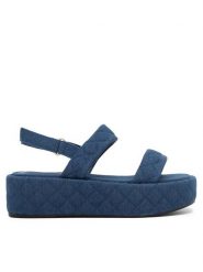 Jenny Fairy Sandały BOLLY KN1413A-01 Niebieski. Niebieskie sandały damskie Jenny Fairy, bez wzorów, z materiału, bez obcasa, na koturnie, bez zapięcia. Za 129.99 zł.