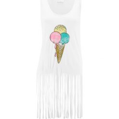 Top plażowy bonprix biały z nadrukiem. Topy damskie marki bonprix. Za 29.99 zł.