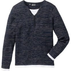 Sweter Regular Fit bonprix niebieski melanż. Swetry przez głowę męskie marki Giacomo Conti. Za 74.99 zł.