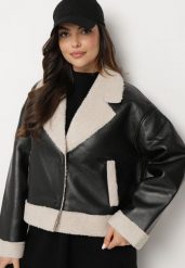 Czarna Kurtka Biker o Kroju Ramoneski z Futrzanymi Wstawkami i Ociepleniem Nikida. Czarne kurtki damskie Born2be, l, bez wzorów, z futra, bez kaptura. Za 279.99 zł.