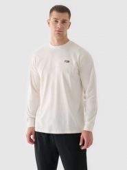 4F Longsleeve oversize z nadrukiem męski - biały XXL. Białe koszulki sportowe męskie 4f, m, bez wzorów, z bawełny, klasyczne, bez kołnierzyka. W wyprzedaży za 39.99 zł.