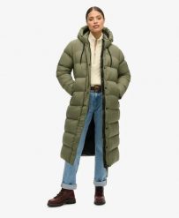 Superdry Ripstop Longline Puffer Jacket — Długa pikowana kurtka ripstop. Zielone kurtki damskie Superdry., bez wzorów, z materiału, bez kaptura. Za 515.50 zł.