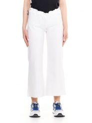 Bluza wygodny z bawełna z sznurek regulacyjny na co dzień. Białe bluzy damskie LEONE 1947 APPAREL, l, bez wzorów, z bawełny, bez kaptura. Za 261.02 zł.