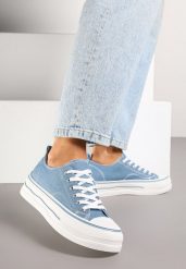 Niebieskie Casualowe Trampki na Niskiej Platformie Natirinne. Niebieskie trampki i tenisówki damskie Renee, bez wzorów, z jeansu, eleganckie, bez zapięcia. Za 69.99 zł.
