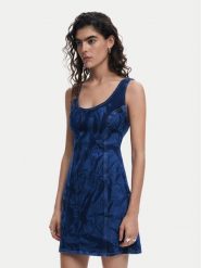 Desigual Sukienka jeansowa 25SWVD01 Granatowy Slim Fit. Niebieskie sukienki damskie Desigual, xs, bez wzorów, z bawełny, bez kołnierzyka, bez ramiączek. Za 289.99 zł.