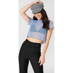 NA-KD Krótki siateczkowy T-shirt - Blue. Niebieskie t-shirty damskie NA-KD. W wyprzedaży za 40.48 zł.