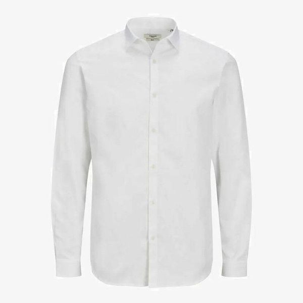Koszula Jack & Jones Cardiff biała. Białe koszule męskie Jack&Jones, l, bez wzorów, z jeansu, eleganckie, bez kołnierzyka, bez ramiączek. Za 156.95 zł.