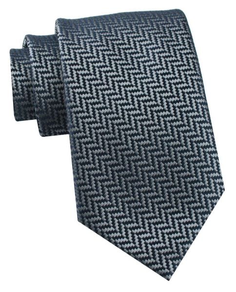 Krawat Męski - Chattier - Stalowo-Granatowy, Wzór w Jodełkę. Niebieskie krawaty i muchy Chattier, bez wzorów, z tkaniny, eleganckie. Za 55.00 zł.
