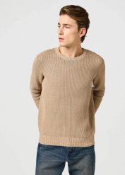 WRANGLER MĘSKA SWETER WRANGLER CREWNECK SWEATER TIMBERWOLF 112364321. Swetry przez głowę męskie Wrangler, l, bez wzorów, bez kołnierzyka. Za 179.99 zł.