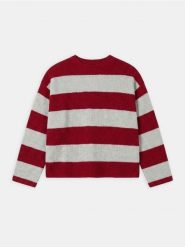 Sweter w paski - czerwony. Czerwone swetry damskie Sinsay, l, bez wzorów, bez kołnierzyka, bez ramiączek, bez kaptura. Za 49.99 zł.