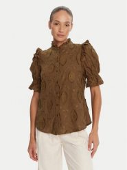Bruuns Bazaar Bluzka Canterbury Caro BBW4507 Brązowy Regular Fit. Brązowe bluzki damskie Bruuns Bazaar, bez wzorów, z bawełny, bez kołnierzyka, bez ramiączek. Za 499.99 zł.