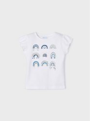 Mayoral T-Shirt 3062 Biały. Białe t-shirty i topy dla dziewczynek Mayoral, bez wzorów, z bawełny, bez ramiączek. Za 79.99 zł.