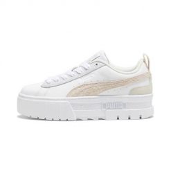 Buty do chodzenia damskie Puma Mayze Mix. Białe obuwie sportowe damskie Puma, bez wzorów, z jeansu, trekkingowe. Za 574.00 zł.