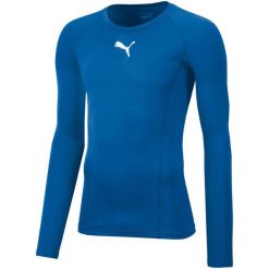 Koszulka męska Puma Liga Baselayer Tee LS. Niebieskie koszulki sportowe męskie Puma, m, bez wzorów, bez kołnierzyka, bez ramiączek, do piłki nożnej. Za 233.00 zł.