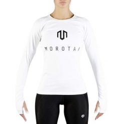 Koszulka treningowa damska Morotai Premium Brand Londgsleeve. Białe koszulki sportowe damskie MOROTAI, l, bez wzorów, z bawełny, bez kołnierzyka, bez ramiączek, na fitness i siłownię. W wyprzedaży za 91.00 zł.