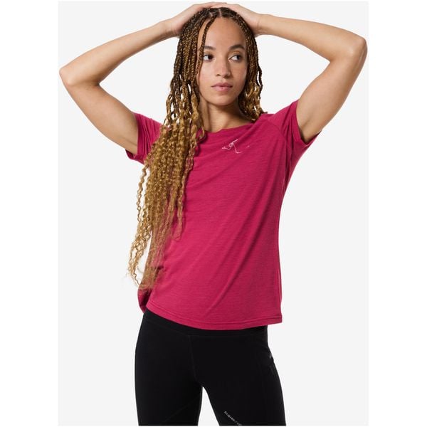 Koszulka SUPER.NATURAL W RUNNING TEE. Czerwone koszulki sportowe damskie super.natural, bez wzorów, bez kołnierzyka, bez ramiączek, na fitness i siłownię. Za 249.99 zł.