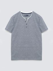 Koszulka męska w drobne paski granatowa Alanso 403. Niebieskie paski damskie Big Star, z aplikacjami, z dzianiny, klasyczne. Za 99.99 zł.