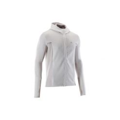 Kurtka do biegania męska RUN WARM+ beżowa. Brązowe kurtki męskie KALENJI, m, bez wzorów, z elastanu, bez kaptura. Za 119.99 zł.