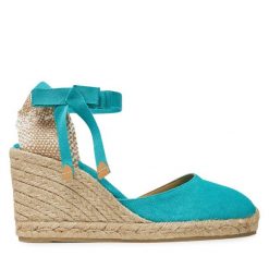 Espadryle Castañer. Niebieskie sandały damskie Castañer, bez wzorów, bez obcasa, bez zapięcia. Za 339.99 zł.