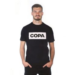 Koszulka dla dorosłych - COPA Box Logo - Preto. Czarne koszulki sportowe męskie COPA FOOTBALL, l, bez wzorów, bez kołnierzyka, bez ramiączek, do piłki nożnej. Za 190.62 zł.