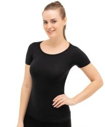 Koszulka damska z krótkim rękawem Brubeck COMFORT WOOL. Niebieskie t-shirty damskie Brubeck, s, bez wzorów, z dzianiny, bez kołnierzyka. Za 129.99 zł.