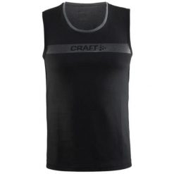 Męska sportowa koszulka bez rękawów Craft Pulse Jersey Shout Black. Czarne buty sportowe męskie Craft, z jersey, bez zapięcia, rowerowe. Za 73.68 zł.