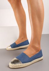 Niebieskie Espadryle na Plecionej Podeszwie z Połyskującym Noskiem Effiza. Niebieskie espadryle damskie Born2be, na lato, bez wzorów, biznesowe, bez obcasa, na obcasie, bez zapięcia. Za 34.99 zł.