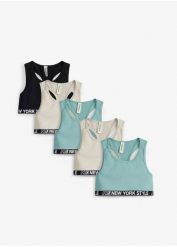 Biustonosz bustier z miękką bawełną organiczną (5 szt.). Białe t-shirty i topy dla dziewczynek bonprix, bez wzorów, z bawełny, bez ramiączek. Za 79.99 zł.