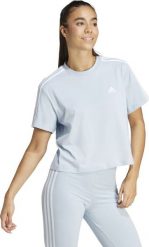 Adidas Koszulka damska adidas Essentials 3-Stripes Single Jersey Crop Top błękitna IS1568 L. Niebieskie t-shirty damskie Adidas, l, bez wzorów, z jersey, bez kołnierzyka. Za 120.32 zł.