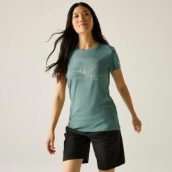 Damska koszulka z krótkim rękawem i grafiką Fingal. Niebieskie t-shirty damskie Regatta, m, bez wzorów, z materiału, bez kołnierzyka. Za 116.50 zł.