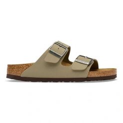 BIRKENSTOCK Arizona BF Faded Khaki/Dark Brown OS Klapki damskie. Zielone klapki damskie Birkenstock, bez wzorów, z jeansu, klasyczne, bez obcasa. Za 329.99 zł.