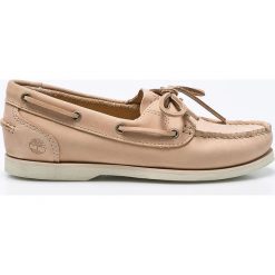 Timberland - Mokasyny Classic Boat Unlined. Brązowe mokasyny damskie Timberland, bez wzorów, z materiału, z okrągłym noskiem, bez obcasa, na obcasie, bez zapięcia. W wyprzedaży za 239.90 zł.