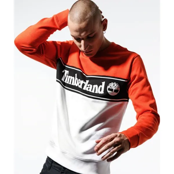 Timberland Bluza Cut & Sew Lineal Logo Sweatshirt , pomaranczowy, rozmiar M. Brązowe bluzy męskie Timberland, m, bez wzorów, z bawełny, bez kaptura. Za 319.99 zł.