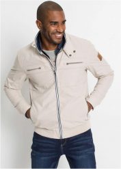 Kurtka przejściowa o kroju bomberki ze stójką. Szare kurtki męskie bonprix, m, bez wzorów, sportowe, bez kaptura. Za 299.99 zł.