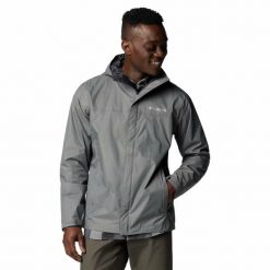 Kurtka przeciwdeszczowa męska Columbia Watertight II Jacket z kapturem. Szare kurtki sportowe męskie Columbia, m, bez wzorów, trekkingowe. Za 289.99 zł.